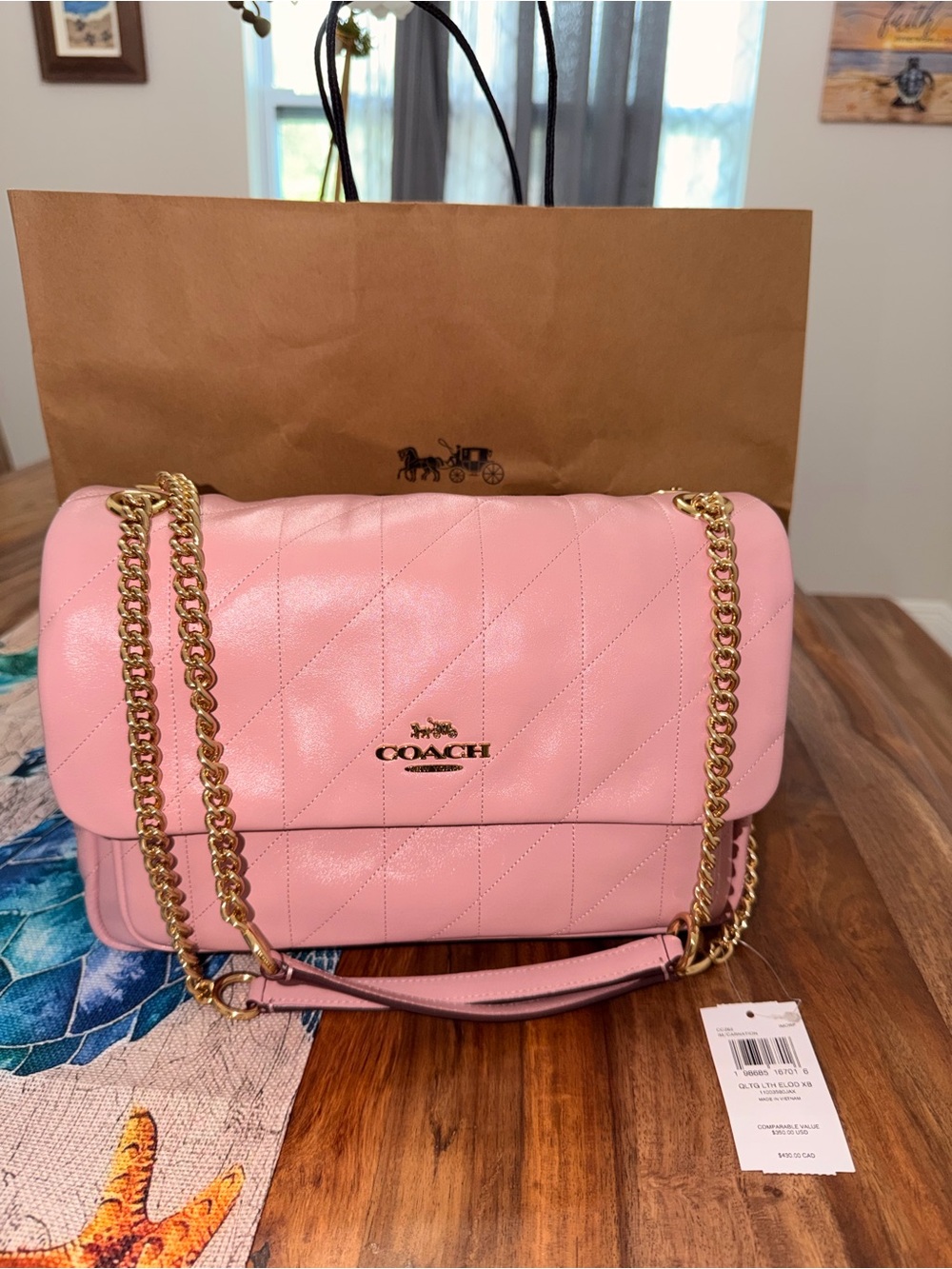 NWT Coach Elodie Crossbody Bag with Quilting Pink
